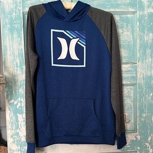 Hurley boys XL Blue and Charcoal Hoodie perfect condition EUC surfer style